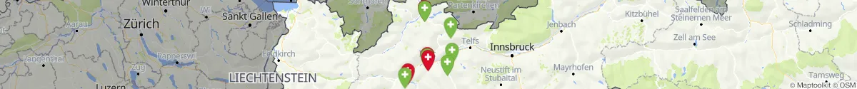 Map view for Pharmacies emergency services nearby Vorderhornbach (Reutte, Tirol)